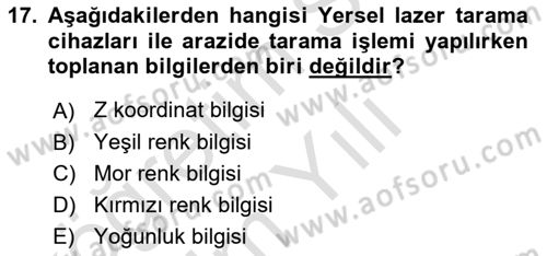 Fotogrametri Dersi 2023 - 2024 Yılı Yaz Okulu Sınav Soruları 17. Soru