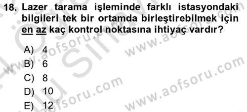 Fotogrametri Dersi 2023 - 2024 Yılı Yaz Okulu Sınav Soruları 18. Soru