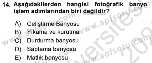 Fotogrametri Dersi 2024 - 2025 Yılı (Vize) Ara Sınav Soruları 14. Soru