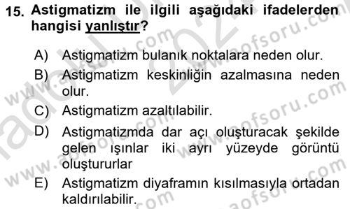 Fotogrametri Dersi 2024 - 2025 Yılı (Vize) Ara Sınav Soruları 15. Soru