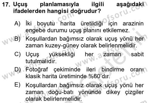 Fotogrametri Dersi 2024 - 2025 Yılı (Vize) Ara Sınav Soruları 17. Soru