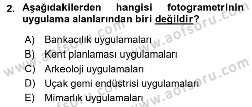 Fotogrametri Dersi 2024 - 2025 Yılı (Vize) Ara Sınav Soruları 2. Soru