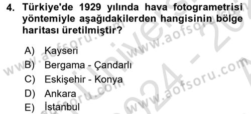 Fotogrametri Dersi 2024 - 2025 Yılı (Vize) Ara Sınav Soruları 4. Soru