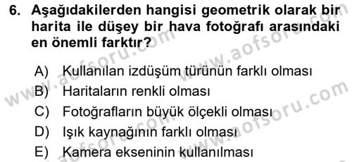 Fotogrametri Dersi 2024 - 2025 Yılı (Vize) Ara Sınav Soruları 6. Soru
