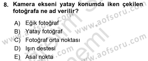 Fotogrametri Dersi 2024 - 2025 Yılı (Vize) Ara Sınav Soruları 8. Soru