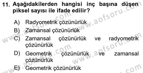 Fotogrametri Dersi 2024 - 2025 Yılı (Final) Dönem Sonu Sınav Soruları 11. Soru