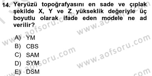 Fotogrametri Dersi 2024 - 2025 Yılı (Final) Dönem Sonu Sınav Soruları 14. Soru