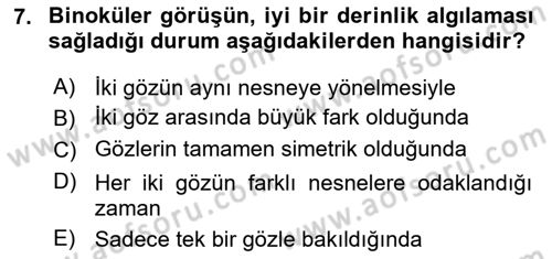 Fotogrametri Dersi 2024 - 2025 Yılı (Final) Dönem Sonu Sınav Soruları 7. Soru