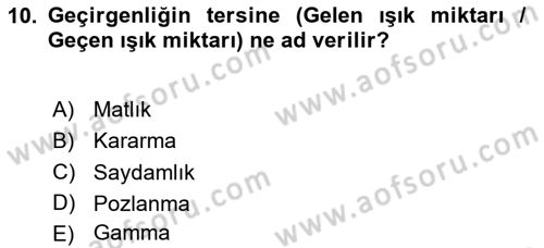 Fotogrametri Dersi 2024 - 2025 Yılı Yaz Okulu Sınav Soruları 10. Soru
