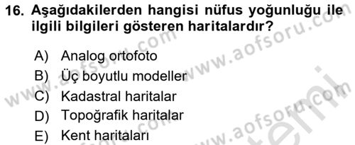 Fotogrametri Dersi 2024 - 2025 Yılı Yaz Okulu Sınav Soruları 16. Soru