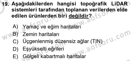 Fotogrametri Dersi 2024 - 2025 Yılı Yaz Okulu Sınav Soruları 19. Soru