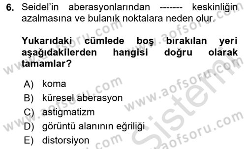 Fotogrametri Dersi 2024 - 2025 Yılı Yaz Okulu Sınav Soruları 6. Soru