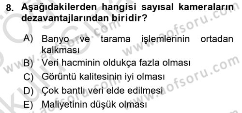 Fotogrametri Dersi 2024 - 2025 Yılı Yaz Okulu Sınav Soruları 8. Soru