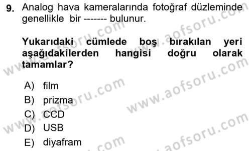 Fotogrametri Dersi 2024 - 2025 Yılı Yaz Okulu Sınav Soruları 9. Soru