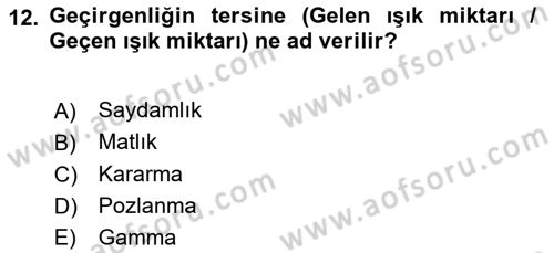 Fotogrametri Dersi 2025 - 2026 Yılı (Vize) Ara Sınav Soruları 12. Soru