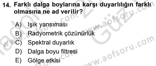 Fotogrametri Dersi 2025 - 2026 Yılı (Vize) Ara Sınav Soruları 14. Soru