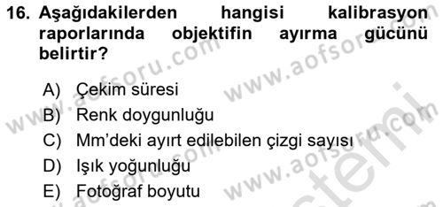 Fotogrametri Dersi 2025 - 2026 Yılı (Vize) Ara Sınav Soruları 16. Soru