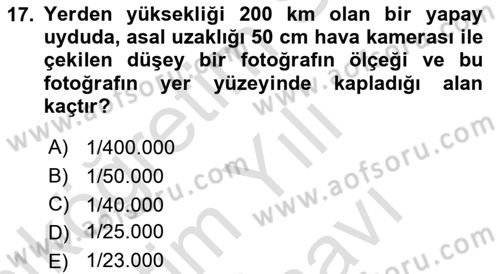 Fotogrametri Dersi 2025 - 2026 Yılı (Vize) Ara Sınav Soruları 17. Soru
