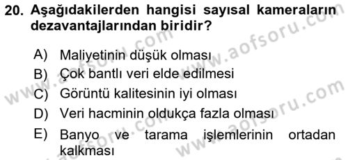Fotogrametri Dersi 2025 - 2026 Yılı (Vize) Ara Sınav Soruları 20. Soru