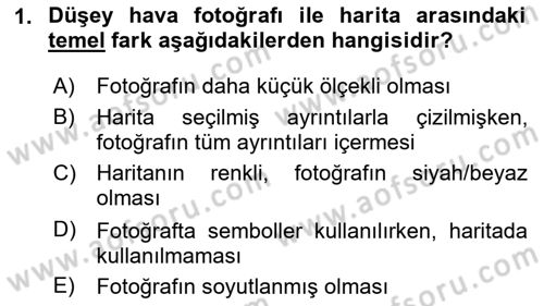 Fotogrametri Dersi 2025 - 2026 Yılı (Final) Dönem Sonu Sınav Soruları 1. Soru