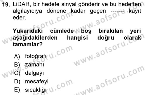 Fotogrametri Dersi 2025 - 2026 Yılı (Final) Dönem Sonu Sınav Soruları 19. Soru