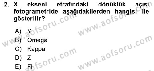 Fotogrametri Dersi 2025 - 2026 Yılı (Final) Dönem Sonu Sınav Soruları 2. Soru
