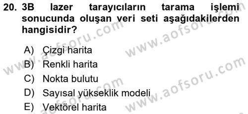 Fotogrametri Dersi 2025 - 2026 Yılı (Final) Dönem Sonu Sınav Soruları 20. Soru