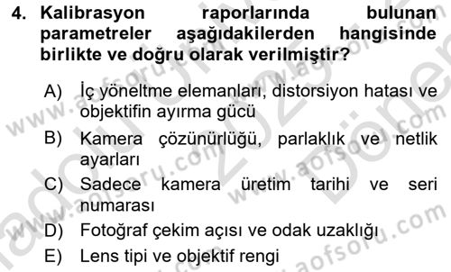 Fotogrametri Dersi 2025 - 2026 Yılı (Final) Dönem Sonu Sınav Soruları 4. Soru