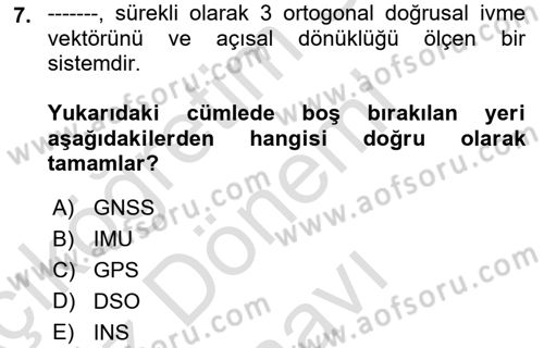 Fotogrametri Dersi 2025 - 2026 Yılı (Final) Dönem Sonu Sınav Soruları 7. Soru