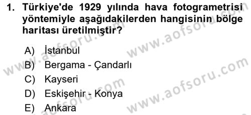 Fotogrametri Dersi 2025 - 2026 Yılı Yaz Okulu Sınav Soruları 1. Soru