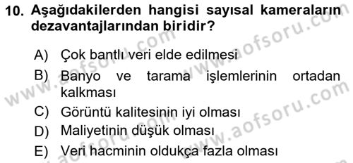 Fotogrametri Dersi 2025 - 2026 Yılı Yaz Okulu Sınav Soruları 10. Soru