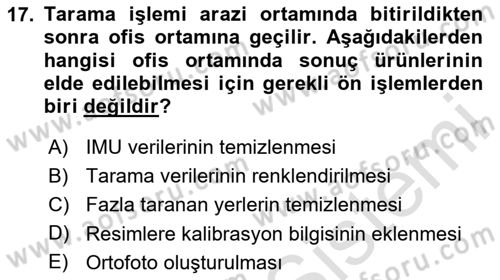Fotogrametri Dersi 2025 - 2026 Yılı Yaz Okulu Sınav Soruları 17. Soru