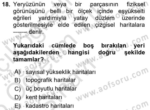 Fotogrametri Dersi 2025 - 2026 Yılı Yaz Okulu Sınav Soruları 18. Soru