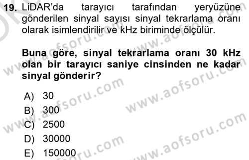Fotogrametri Dersi 2025 - 2026 Yılı Yaz Okulu Sınav Soruları 19. Soru