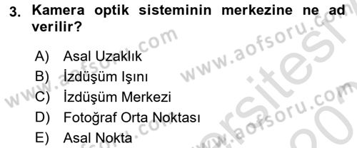 Fotogrametri Dersi 2025 - 2026 Yılı Yaz Okulu Sınav Soruları 3. Soru
