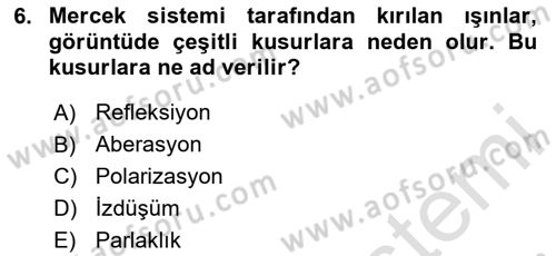 Fotogrametri Dersi 2025 - 2026 Yılı Yaz Okulu Sınav Soruları 6. Soru