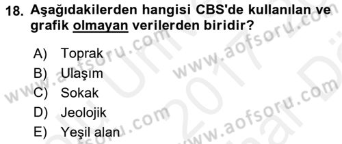 CBS’de Proje Tasarımı ve Yönetimi 2 Dersi 2017 - 2018 Yılı (Vize) Ara Sınav Soruları 18. Soru