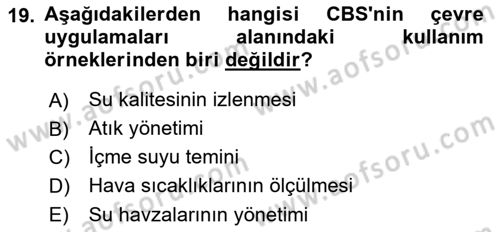 CBS’de Proje Tasarımı ve Yönetimi 2 Dersi 2017 - 2018 Yılı (Vize) Ara Sınav Soruları 19. Soru