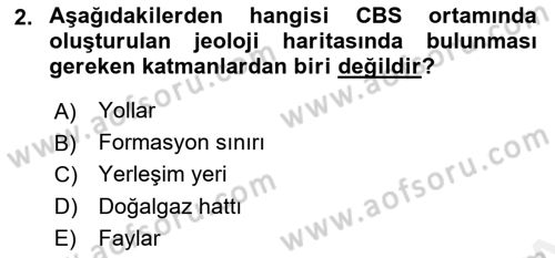 CBS’de Proje Tasarımı ve Yönetimi 2 Dersi 2017 - 2018 Yılı (Vize) Ara Sınav Soruları 2. Soru