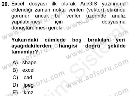 CBS’de Proje Tasarımı ve Yönetimi 2 Dersi 2017 - 2018 Yılı (Vize) Ara Sınav Soruları 20. Soru