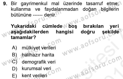 CBS’de Proje Tasarımı ve Yönetimi 2 Dersi 2017 - 2018 Yılı (Vize) Ara Sınav Soruları 9. Soru