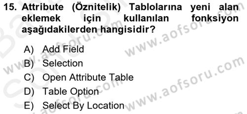 CBS’de Proje Tasarımı ve Yönetimi 2 Dersi 2017 - 2018 Yılı (Final) Dönem Sonu Sınav Soruları 15. Soru