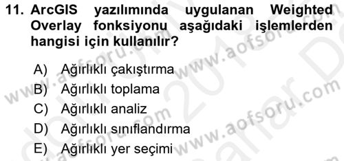 CBS’de Proje Tasarımı ve Yönetimi 2 Dersi 2018 - 2019 Yılı (Vize) Ara Sınav Soruları 11. Soru