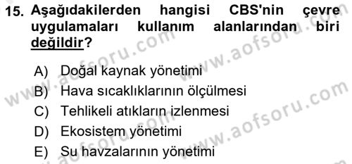 CBS’de Proje Tasarımı ve Yönetimi 2 Dersi 2018 - 2019 Yılı (Vize) Ara Sınav Soruları 15. Soru