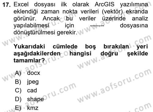 CBS’de Proje Tasarımı ve Yönetimi 2 Dersi 2018 - 2019 Yılı (Vize) Ara Sınav Soruları 17. Soru