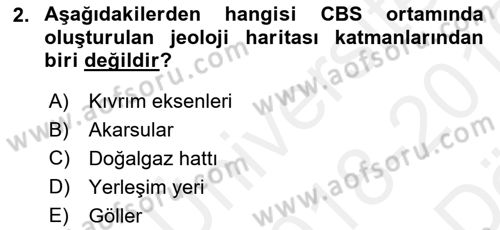 CBS’de Proje Tasarımı ve Yönetimi 2 Dersi 2018 - 2019 Yılı (Vize) Ara Sınav Soruları 2. Soru