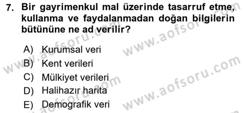 CBS’de Proje Tasarımı ve Yönetimi 2 Dersi 2018 - 2019 Yılı (Vize) Ara Sınavı 7. Soru