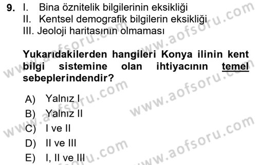 CBS’de Proje Tasarımı ve Yönetimi 2 Dersi 2018 - 2019 Yılı (Vize) Ara Sınav Soruları 9. Soru