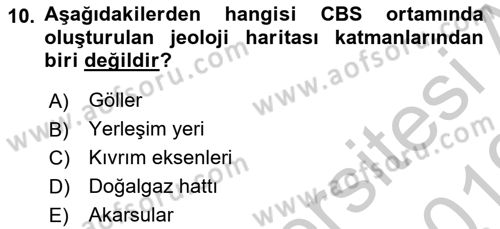 CBS’de Proje Tasarımı ve Yönetimi 2 Dersi 2018 - 2019 Yılı Yaz Okulu Sınav Soruları 10. Soru