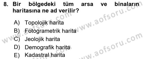 CBS’de Proje Tasarımı ve Yönetimi 2 Dersi 2018 - 2019 Yılı Yaz Okulu Sınavı 8. Soru